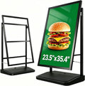 A Frame Sign Stand with water-fillable base with Rolling Wheels, 24"x36" Porster stand , Heavy Duty Sidewalk sign Holder,Portable and easy to move, Black, Frame Only
