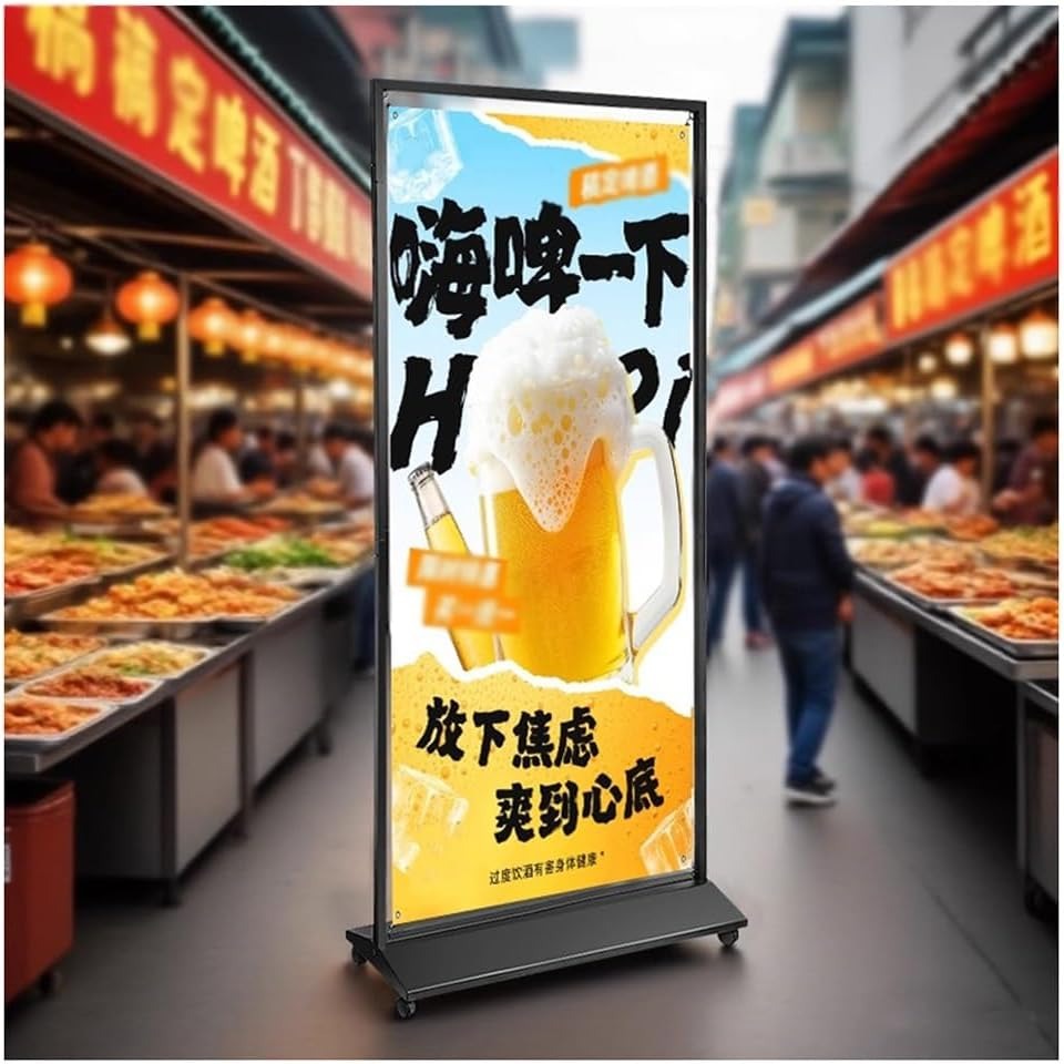 Water Fillable Door Type Banner Stand 31"x71" Oversized Display, Heavy Duty Wind Resistant Water Weighted Base, with Carry Bag, Easy Setup for Trade Shows Retail Events, Stand Only
