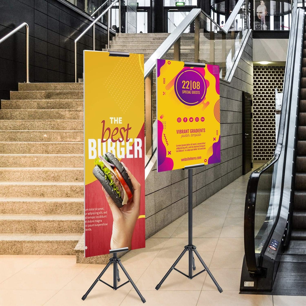 Heavy Duty Tripod Banner Stand, Adjustable Poster Stand Retractable Height Up to 79.9 inches, Double-Sided Floor Standing Sign Holder for Board Sign Display