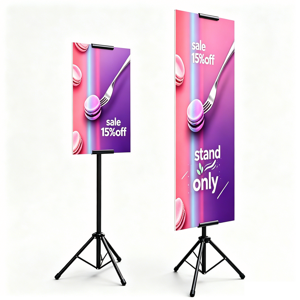 Heavy Duty Tripod Banner Stand, Adjustable Poster Stand Retractable Height Up to 79.9 inches, Double-Sided Floor Standing Sign Holder for Board Sign Display