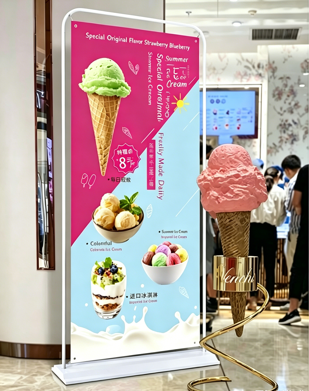 Water Fillable Door Type Banner Stand 31"x71" Oversized Display, Heavy Duty Wind Resistant Water Weighted Base, with Carry Bag, Easy Setup for Trade Shows Retail Events, Stand Only