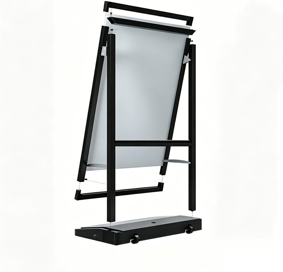 A Frame Sign Stand with water-fillable base with Rolling Wheels, 24"x36" Porster stand , Heavy Duty Sidewalk sign Holder,Portable and easy to move, Black, Frame Only