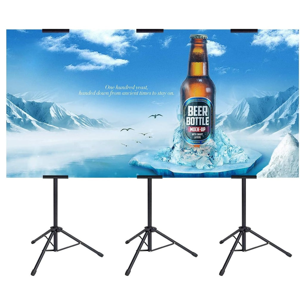 Heavy Duty Tripod Banner Stand, Adjustable Poster Stand Retractable Height Up to 79.9 inches, Double-Sided Floor Standing Sign Holder for Board Sign Display