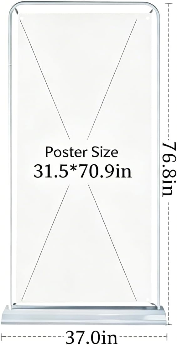 Water Fillable Door Type Banner Stand 31"x71" Oversized Display, Heavy Duty Wind Resistant Water Weighted Base, with Carry Bag, Easy Setup for Trade Shows Retail Events, Stand Only