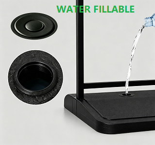 A Frame Sign Stand with water-fillable base with Rolling Wheels, 24"x36" Porster stand , Heavy Duty Sidewalk sign Holder,Portable and easy to move, Black, Frame Only