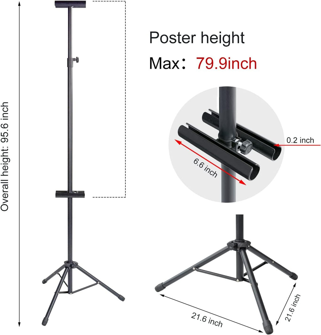 Heavy Duty Tripod Banner Stand, Adjustable Poster Stand Retractable Height Up to 79.9 inches, Double-Sided Floor Standing Sign Holder for Board Sign Display