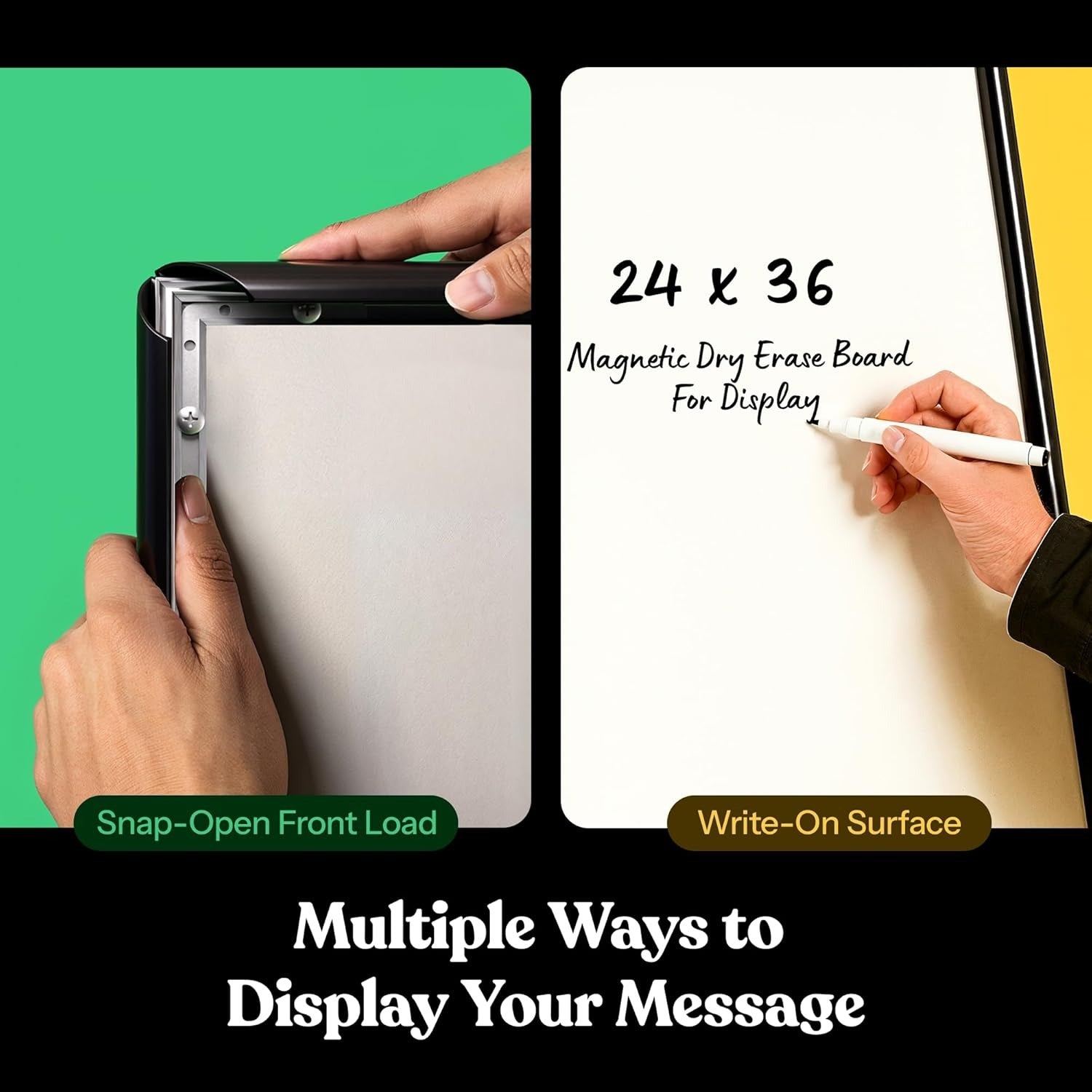 A Frame Sidewalk Sign, 24x36 Inch Heavy Duty Slide-in Signboard Holder, Double-Sided Folding Sandwich Board Signs, Steel Pavement Sign Poster for Outdoor Business Street Advertising (Frame only)