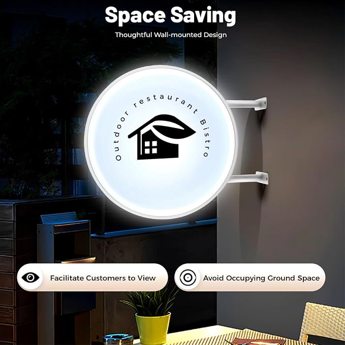Personalized Advertising Lightbox, Custom Round Outdoor Lightbox, Waterproof Illuminated LED Double Sided Light Box Sign Logo Billboard Sign for Business Store Front, Bar, Restaurants