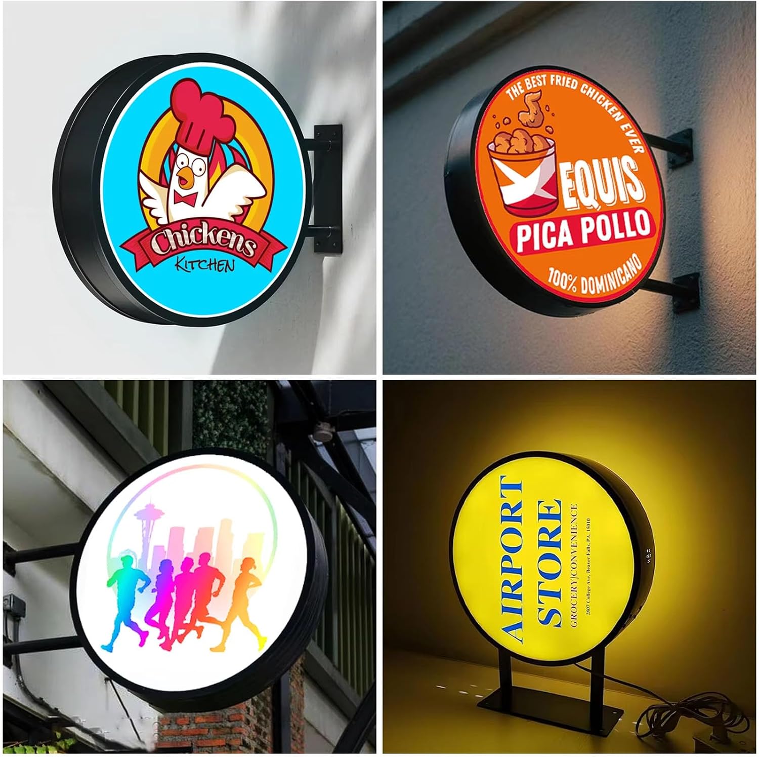 Personalized Advertising Lightbox, Custom Round Outdoor Lightbox, Waterproof Illuminated LED Double Sided Light Box Sign Logo Billboard Sign for Business Store Front, Bar, Restaurants