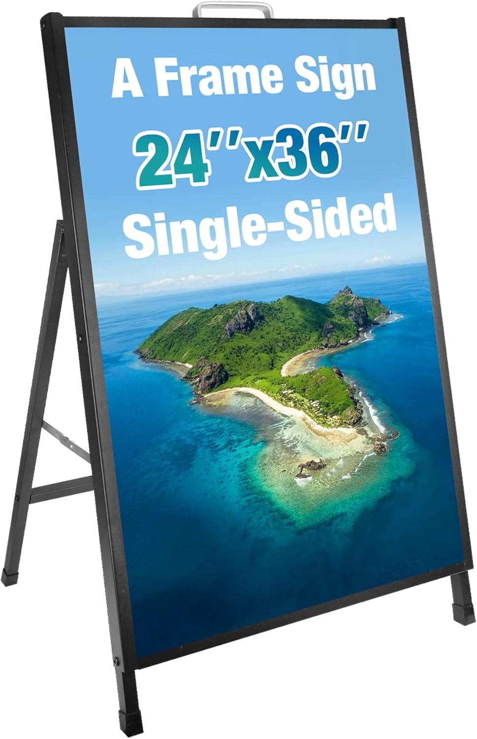 A Frame Sidewalk Sign, 24x36 Inch Heavy Duty Slide-in Signboard Holder, Double-Sided Folding Sandwich Board Signs, Steel Pavement Sign Poster for Outdoor Business Street Advertising (Frame only)
