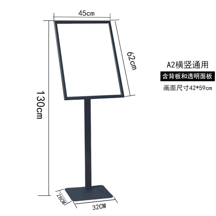 Customizable Display Stands with a Sturdy Metal Base, Suitable for Indoor/Outdoor Use, Floor-Standing Poster Racks That Require No Assembly, Portable Displays Ideal for Store Promotions, Events, Offices, And Retail Shops - Black