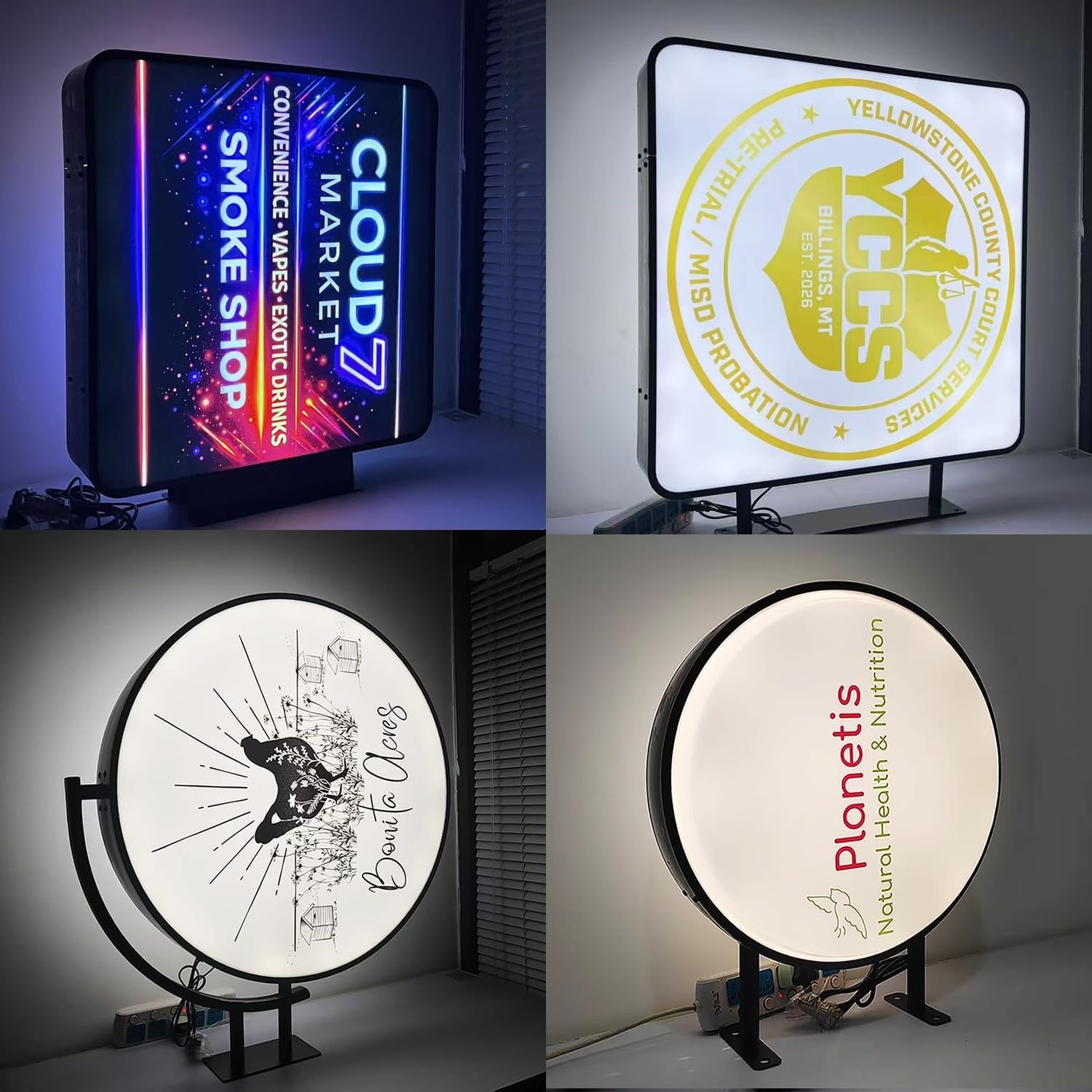 Advertising Lightbox, Custom Round Outdoor Lightbox, Waterproof Illuminated LED Double Sided Light Box Sign Logo Billboard Sign for Business Store Front, Bar, Restaurants