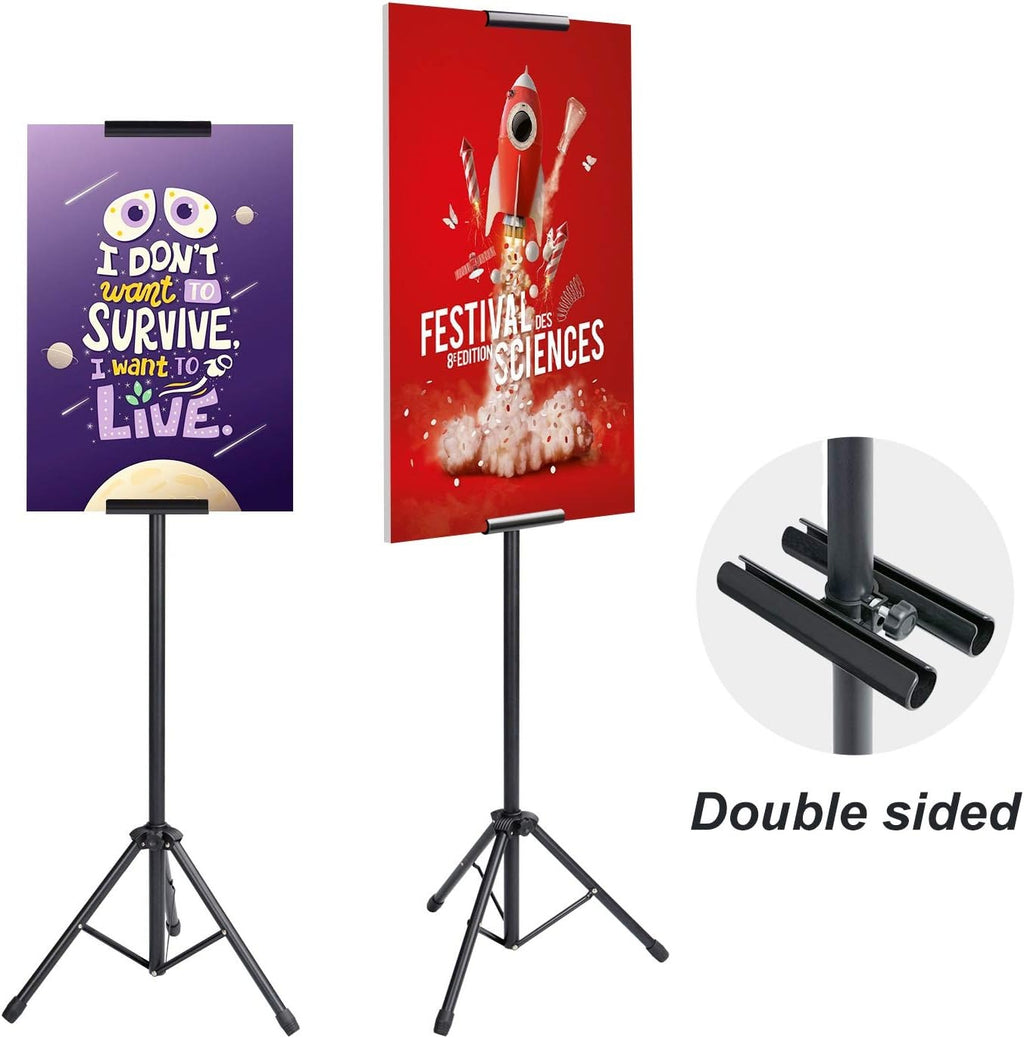 Heavy Duty Tripod Banner Stand, Adjustable Poster Stand Retractable Height Up to 79.9 inches, Double-Sided Floor Standing Sign Holder for Board Sign Display