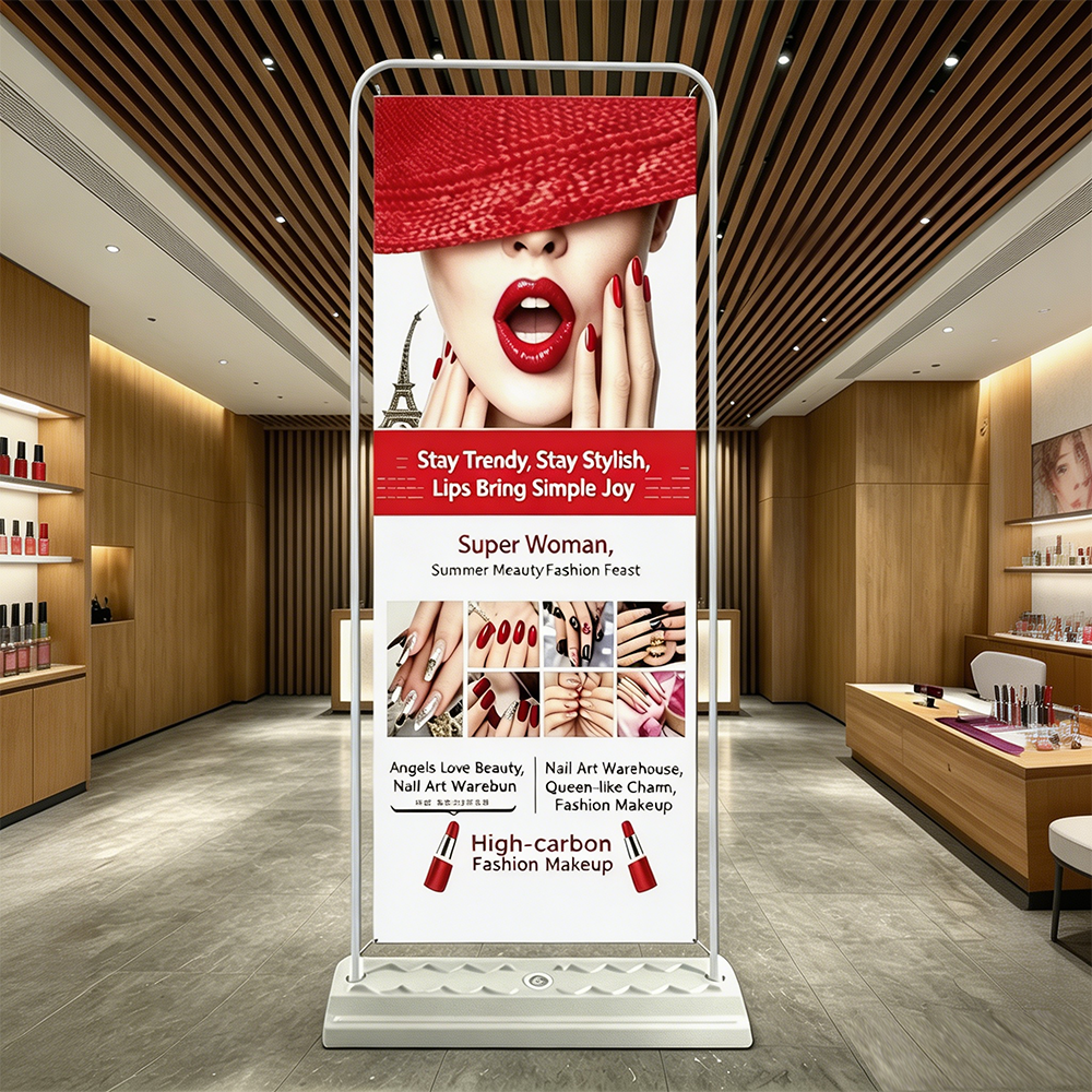 Water Fillable Door Type Banner Stand 31"x71" Oversized Display, Heavy Duty Wind Resistant Water Weighted Base, with Carry Bag, Easy Setup for Trade Shows Retail Events, Stand Only