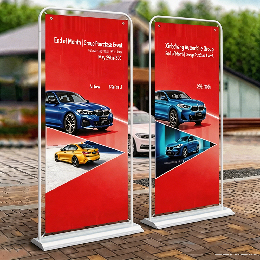 Water Fillable Door Type Banner Stand 31"x71" Oversized Display, Heavy Duty Wind Resistant Water Weighted Base, with Carry Bag, Easy Setup for Trade Shows Retail Events, Stand Only