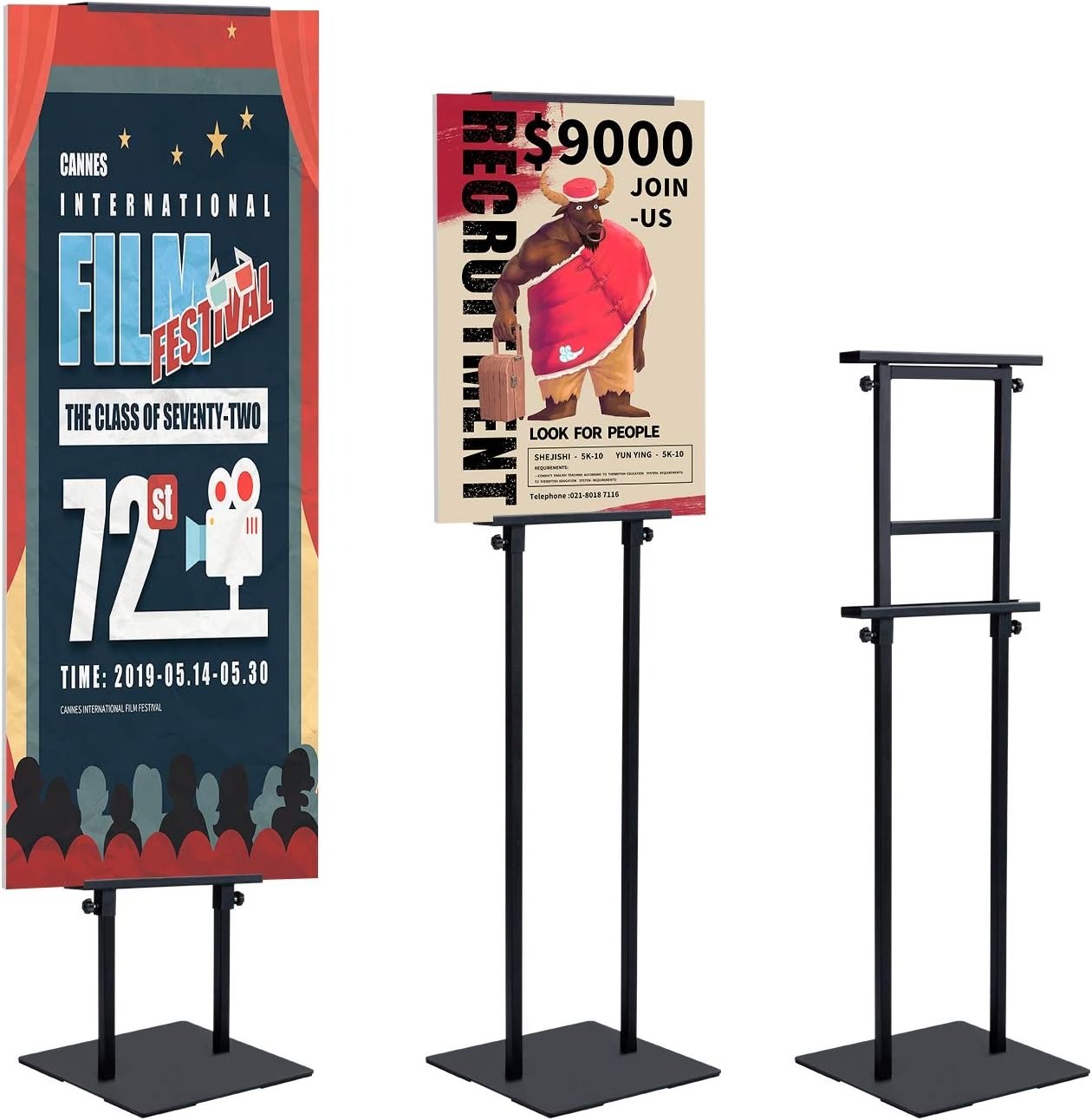 Heavy Duty Tripod Banner Stand, Adjustable Poster Stand Retractable Height Up to 79.9 inches, Double-Sided Floor Standing Sign Holder for Board Sign Display