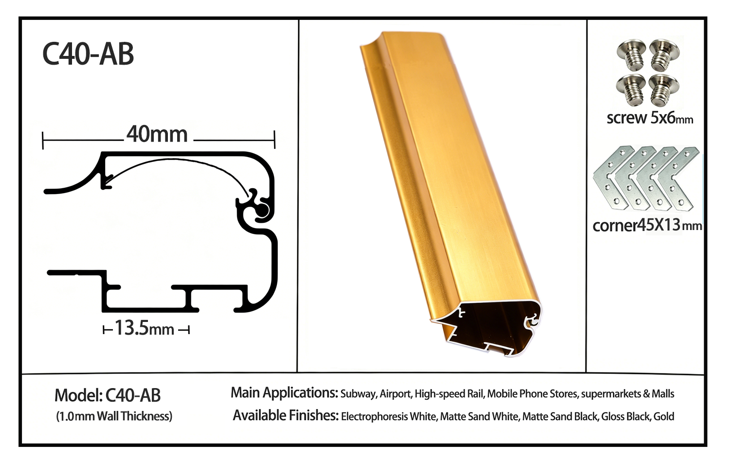 SEG light box aluminum profiles