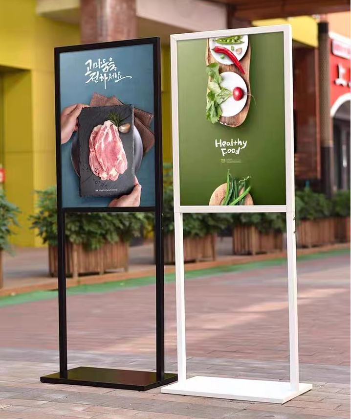 Pedestal Sign Stand for Display, 19.69 x 27.56 inches Adjustable Floor Standing Sign Holder with Heavy Base & Snap Frame for Indoor Outdoor Menu Flyers Signage Poster Display Stand, Black