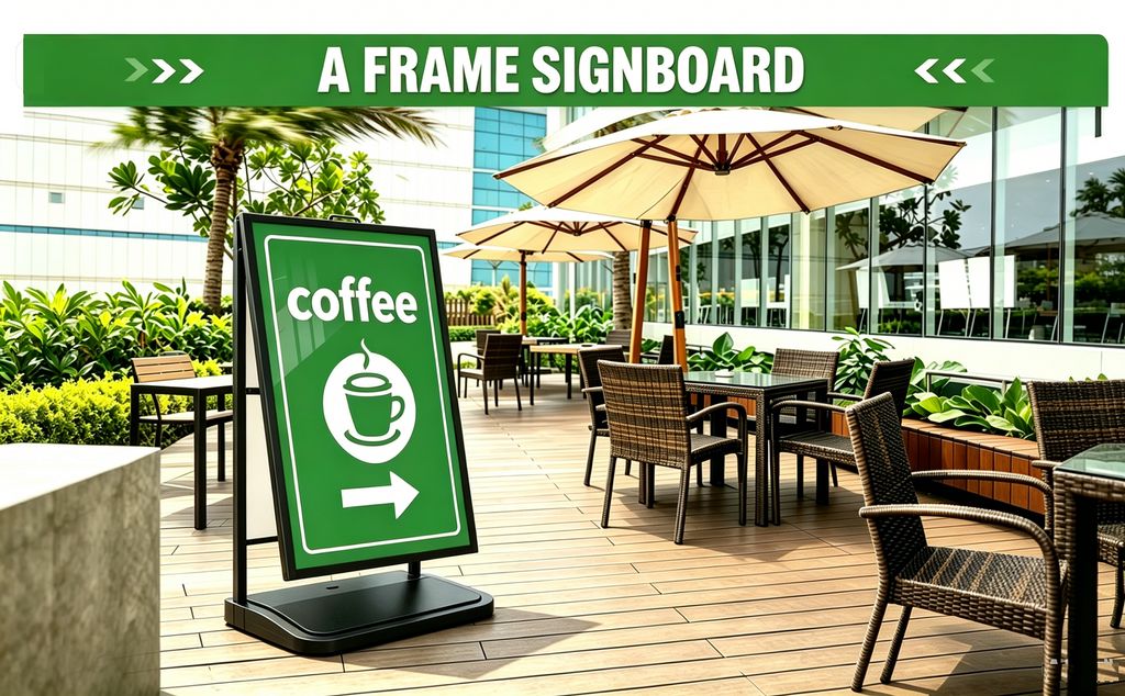 A Frame Sign Stand with water-fillable base with Rolling Wheels, 24"x36" Porster stand , Heavy Duty Sidewalk sign Holder,Portable and easy to move, Black, Frame Only