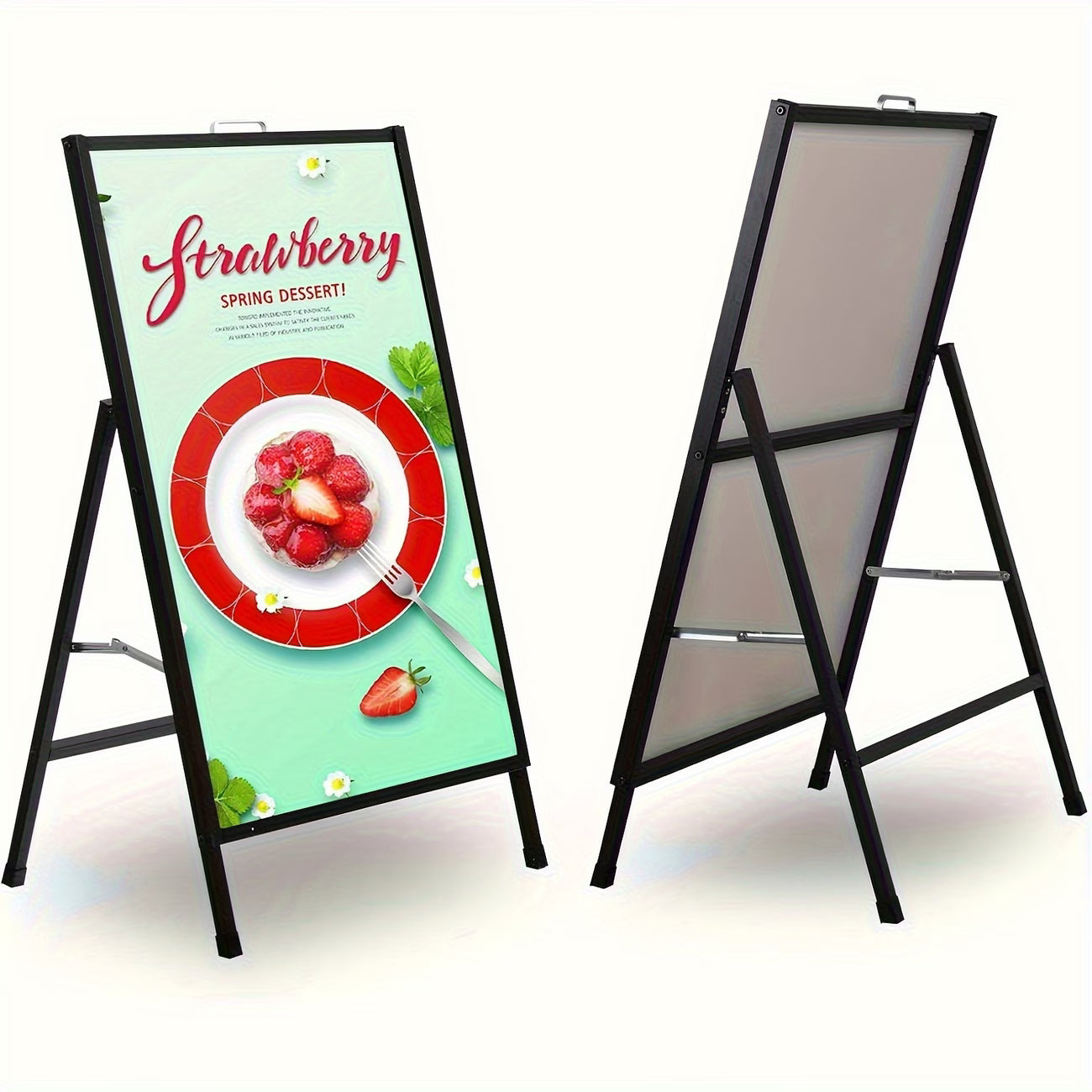 A Poster Stand, Portable Foldable Sidewalk Display Board, Floor-Mounted, No Charging Required, Suitable for Store Advertising And Posters, Applicable to Various Scenarios