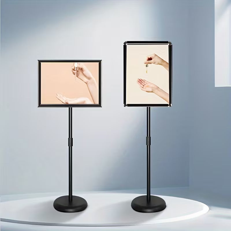 Customizable A3 Metal Sign, Adjustable Height, Rotatable Display, Ideal for Indoor and Outdoor Use, Perfect for Events and Retail