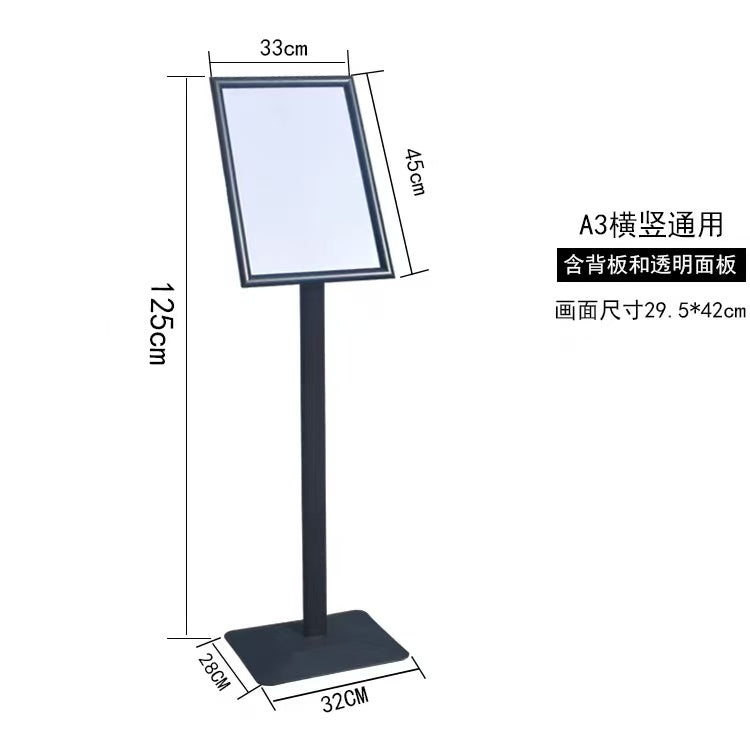 Customizable Display Stands with a Sturdy Metal Base, Suitable for Indoor/Outdoor Use, Floor-Standing Poster Racks That Require No Assembly, Portable Displays Ideal for Store Promotions, Events, Offices, And Retail Shops - Black